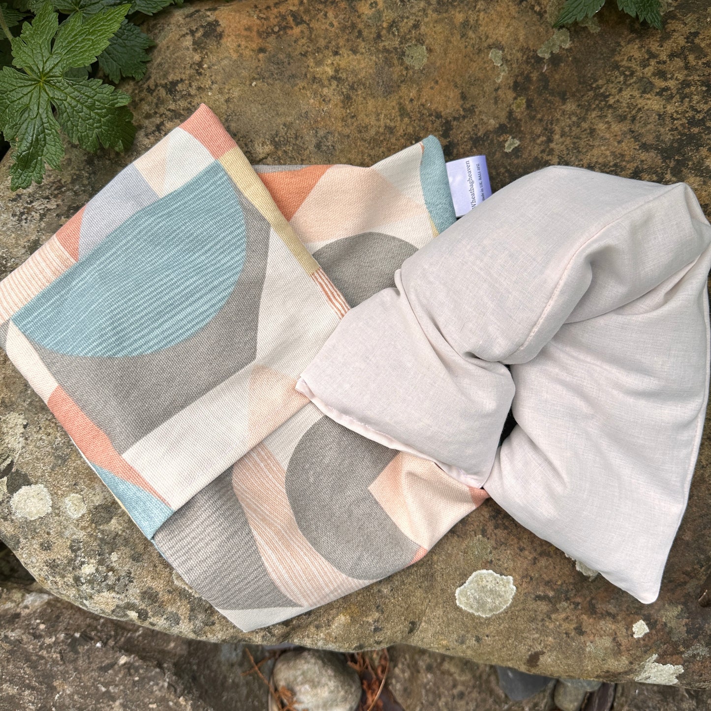 Pastel abstract cotton wheat bag, with or without lavender. Hot cold compress