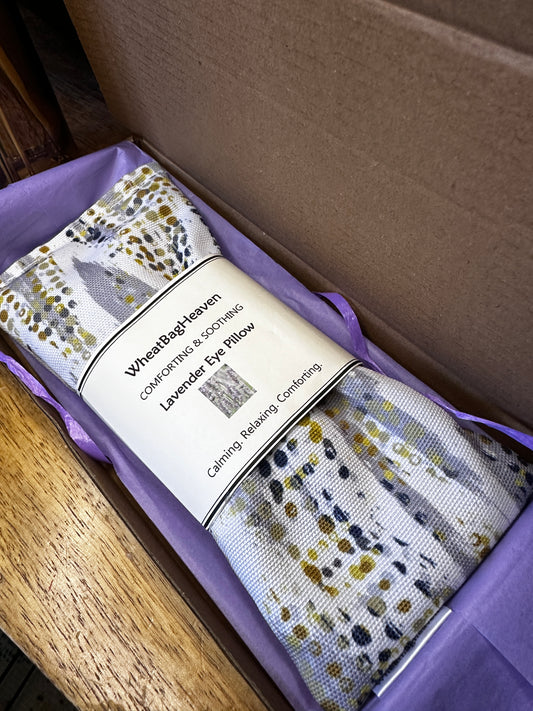 Cotton eye pillow with organic flax seed and lavender, letterbox gift for restful sleep and relaxation