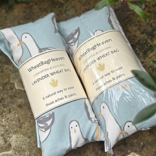 seagull printed wheat bags with lavender buds from WheatBagHeaven 