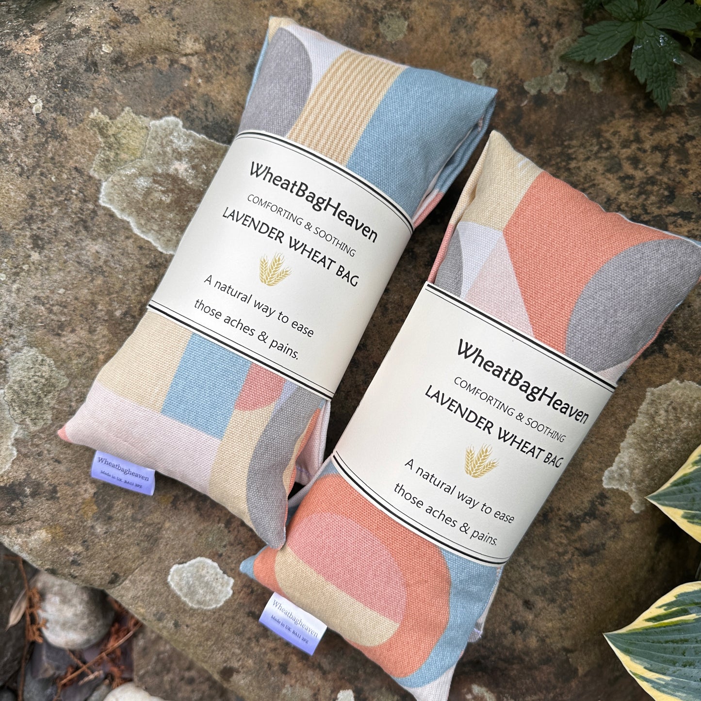 Pastel abstract cotton wheat bag, with or without lavender. Hot cold compress