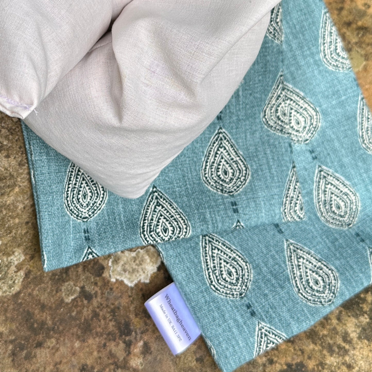 Wheat bag replacement cover, teal blue printed new case for wheat bags