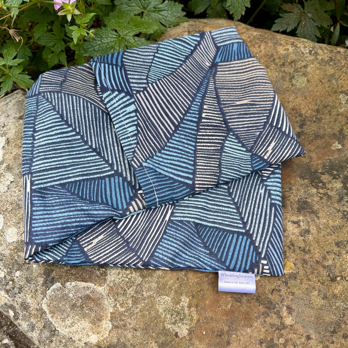 Wheat bag replacement cover, blue Aztec printed new case for wheat bags