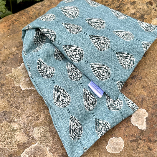 Wheat bag replacement cover, teal blue printed new case for wheat bags