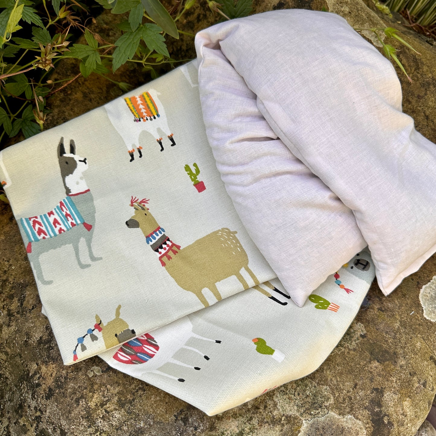 Llama print Wheat bag replacement cover, teal blue printed new case for wheat bags