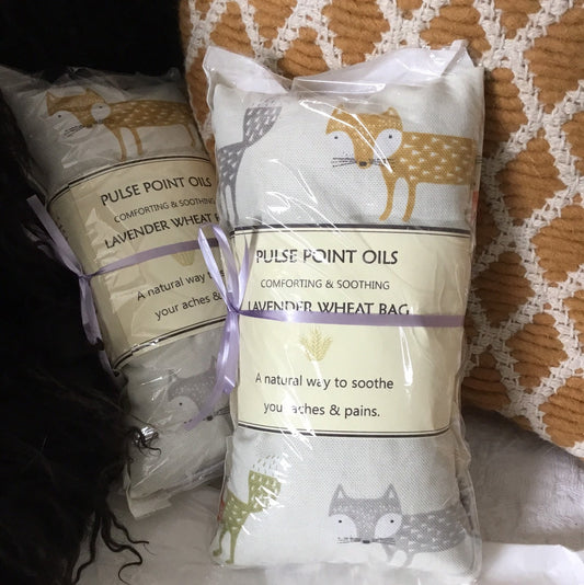 lavender wheat bag, Fox print, neck wrap