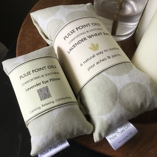 New mum lavender wheat bag and eye pillow. Pregnancy warming body wrap. Relaxing heat pad for aches and pains