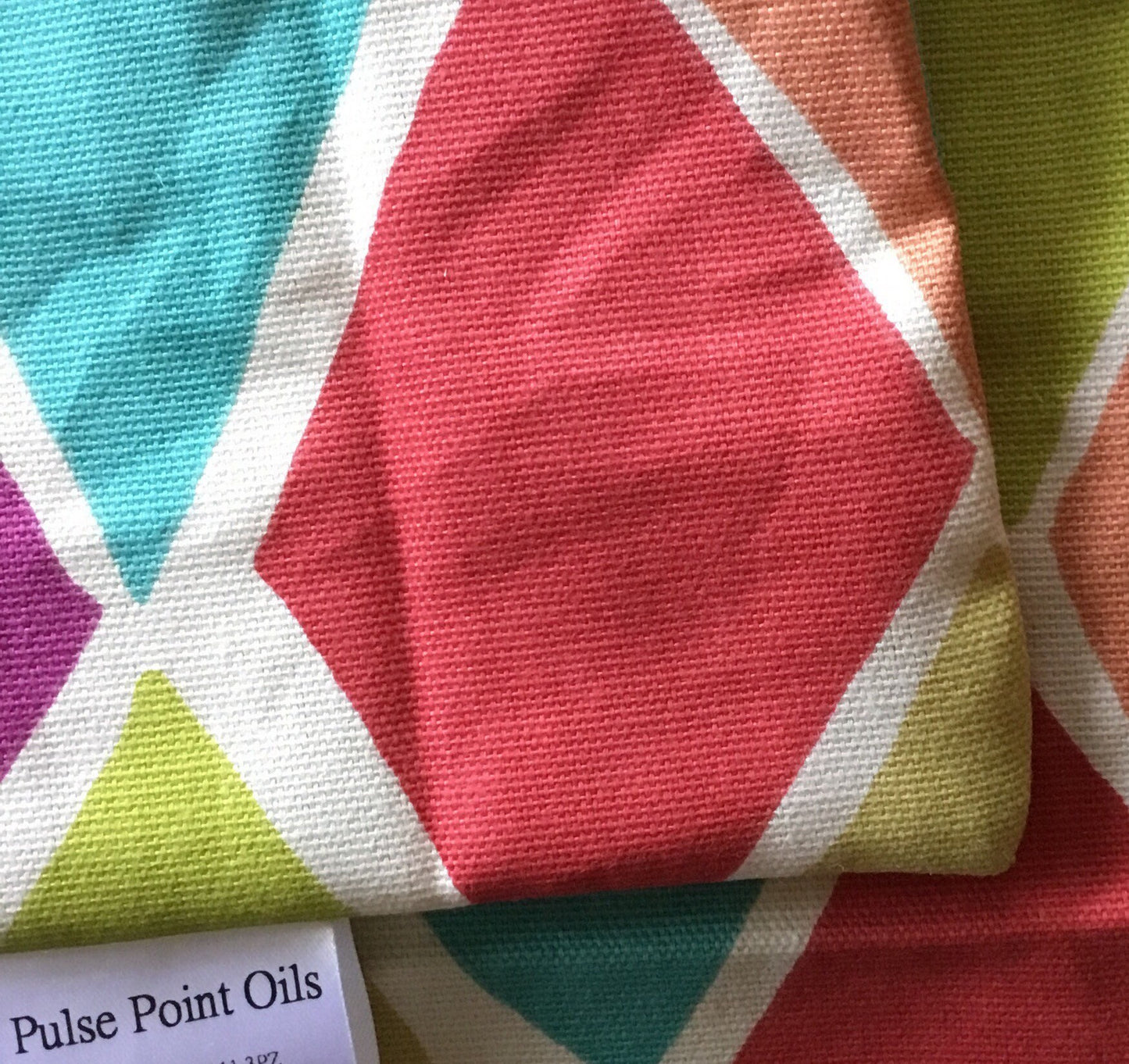 casing for two red, blue and green lavender scented long wheat bag