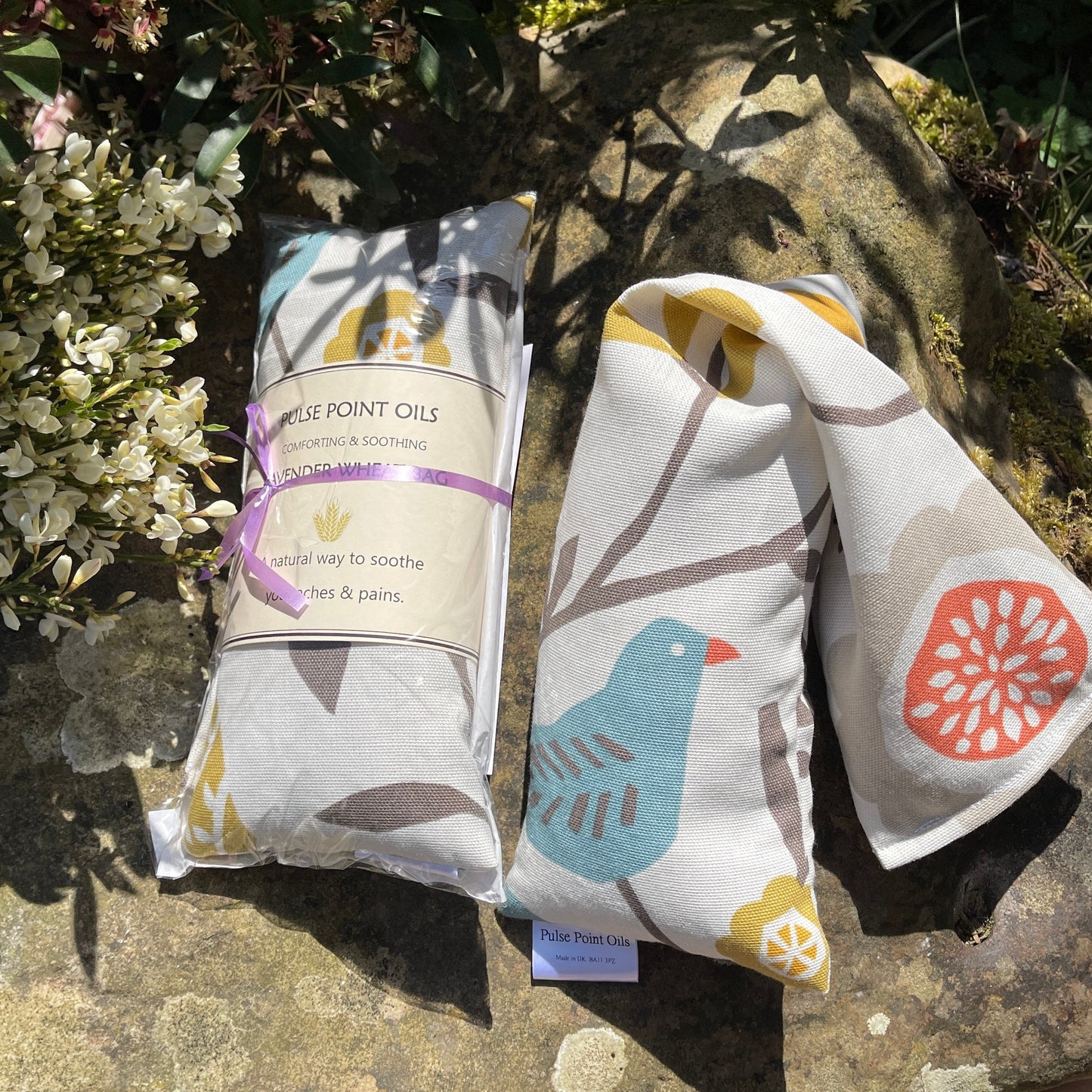 scandi print lavender scented wheat bag. Re-usable practical heating pack for natural pain relief from wheatbagheaven.com
