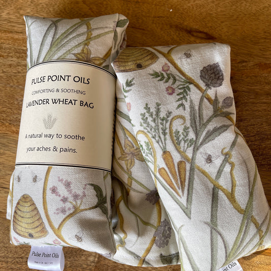 The Château, microwave lavender scented wheat bag, depicting beehives, bees and florals. Best Gardener’s eco friendly gifts