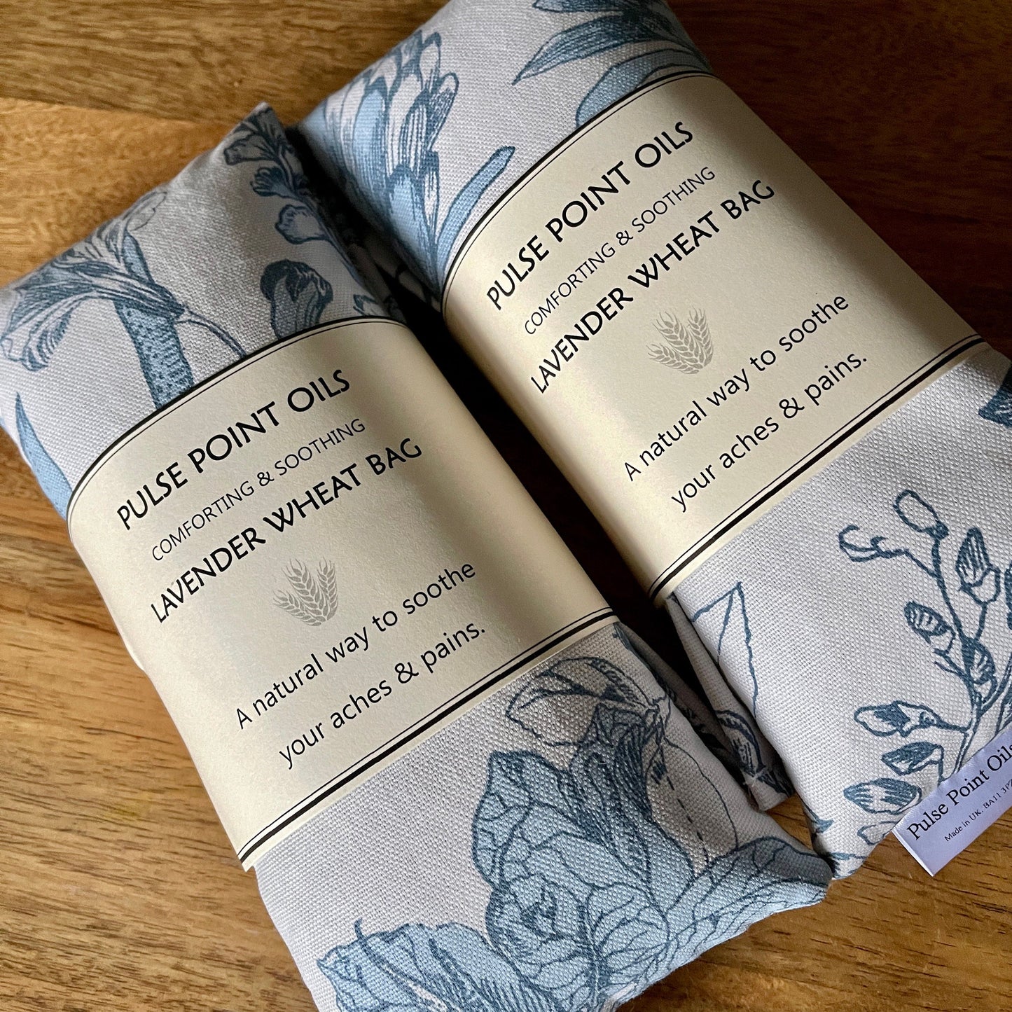 Wheat bag with lavender. Blue willow, aromatherapy neck wrap body warmer. Hot and cold compress