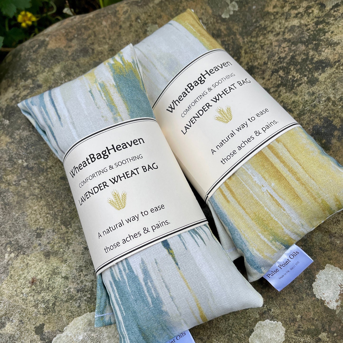 two Lavender heating pad, LongBeach. Herbal Wheat bag comforter in the garden