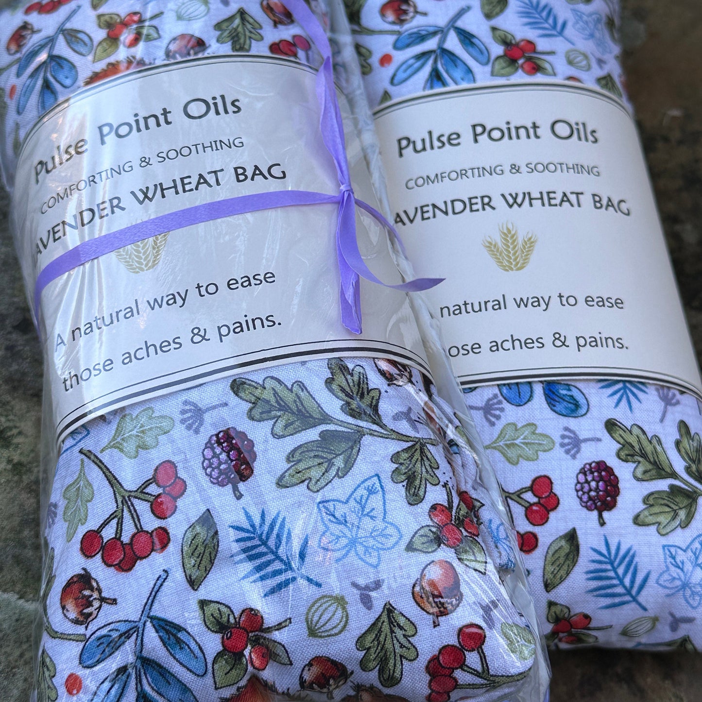 Two packaged nature trail botanical printed lavender wheat bag,
