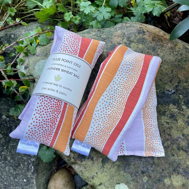Orange and pink printed long wheat bags lavender scented