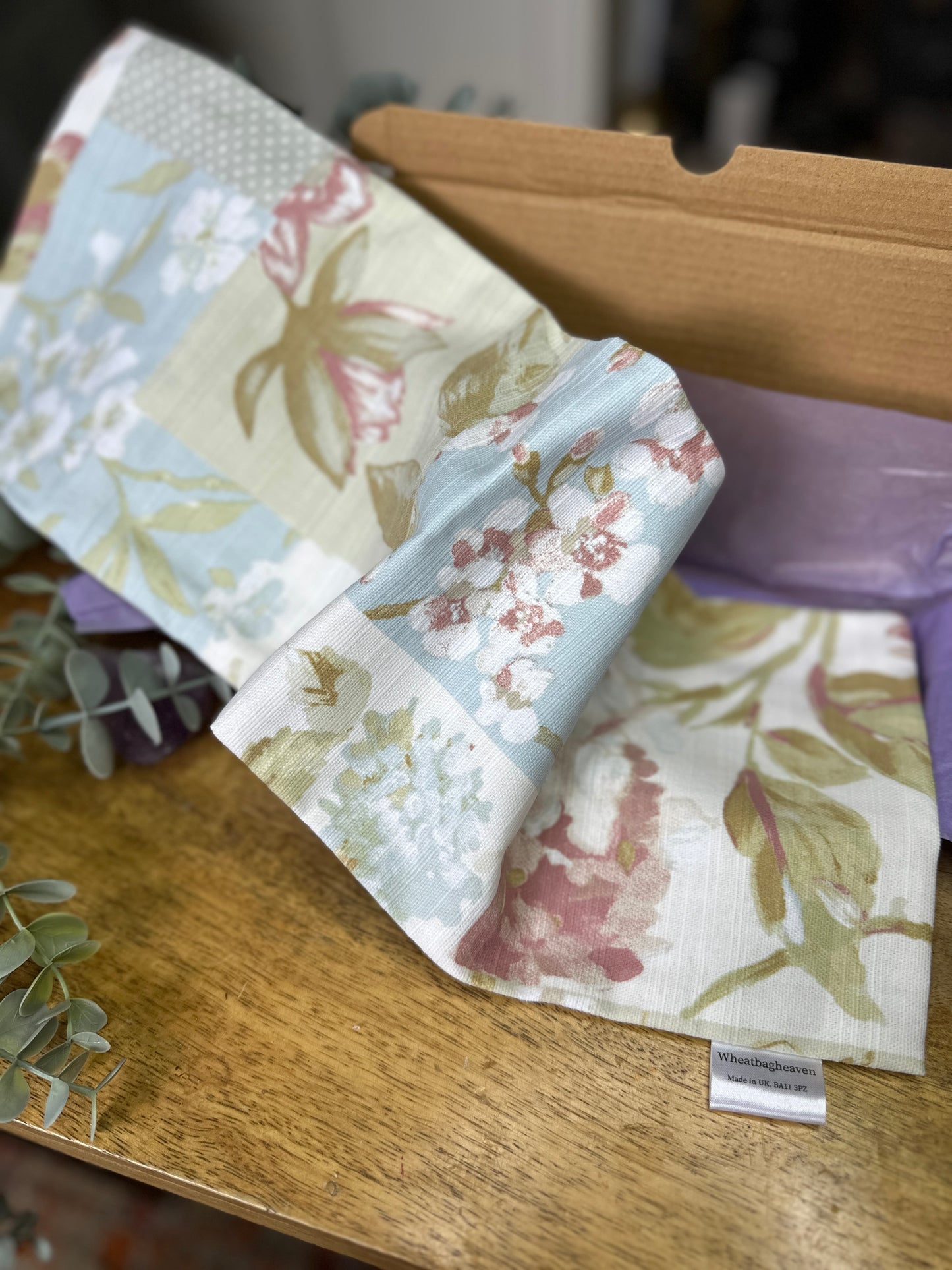 Removable Wheat Bag Cover – Pastel Floral Patchwork Print Case 50x15cm