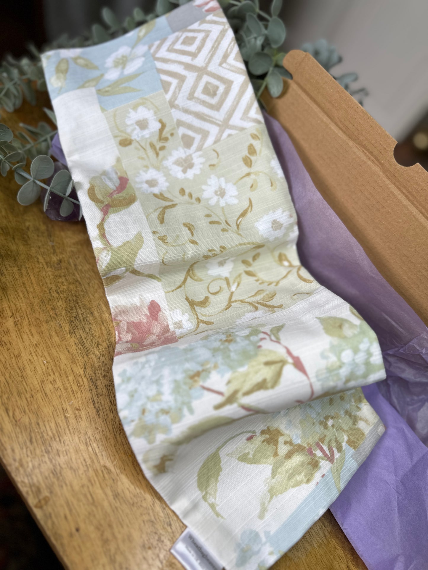 Removable Wheat Bag Cover – Pastel Floral Patchwork Print Case 50x15cm