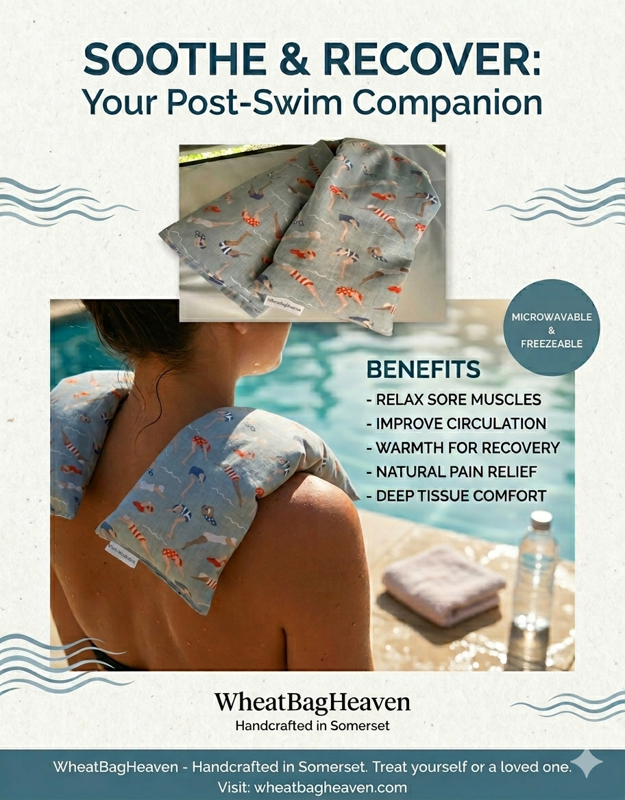 Children's Swimmers Print Lavender Wheat Bag – Microwave Heat Pack for Post-Swim Recovery & Bedtime Comfort
