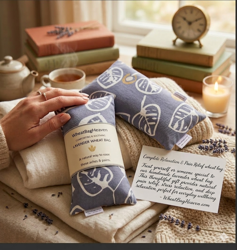 Lavender Wheat Bag & Eye Pillow Gift Set - Microwavable Heat Pack for Comfort & Relaxation