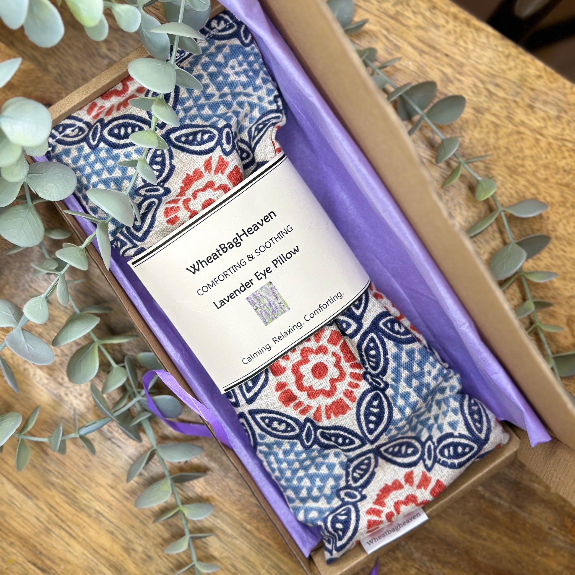letterbox eye pillow gift with flaxseed and lavender filling 