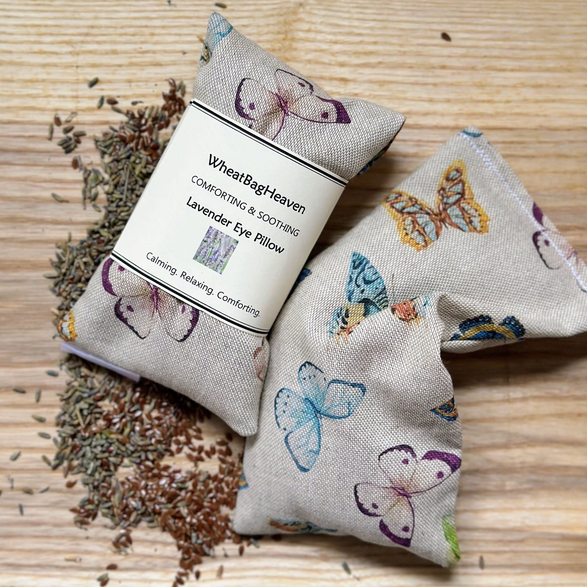 Butterfly printed eye pillows for yoga meditation an restful sleep from wheat bag heaven