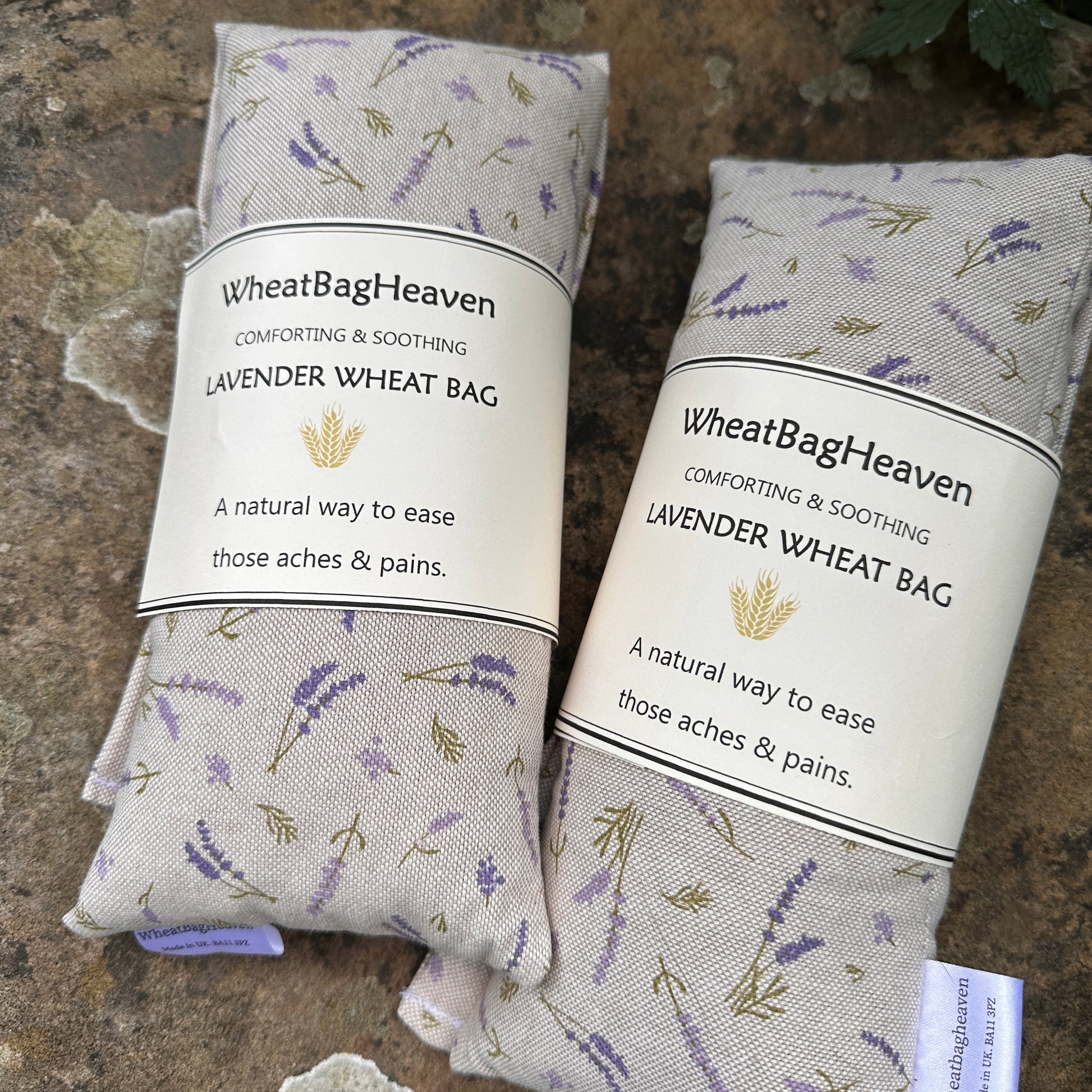 Two lavender scented eye pillows filled with organic flax seed and lavender buds