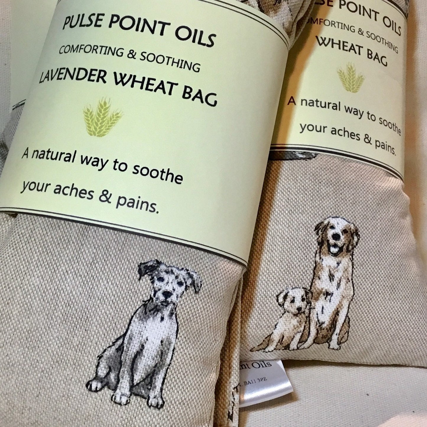lavender herbal wheat bag, aromatherapy heat wrap body warmer. Dog lover/owner care package. Warming neck wrap