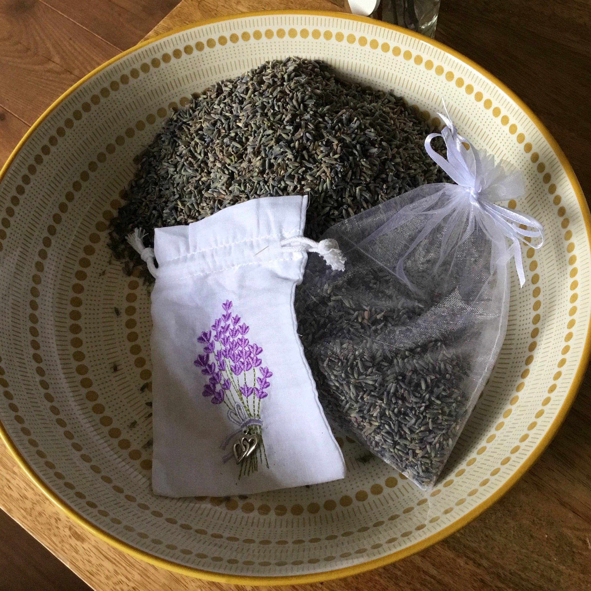Dried lavender ingredient for embroidered Lavender bag.