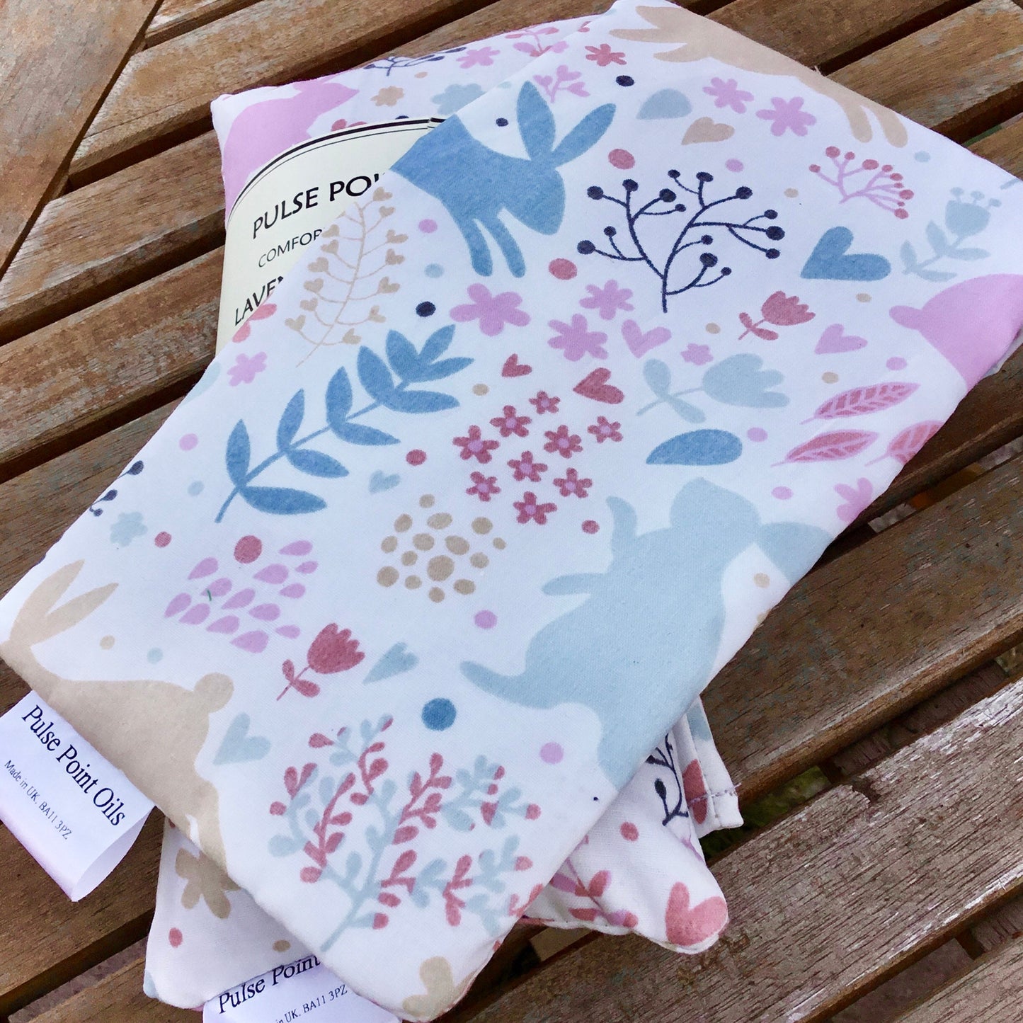 Pastel Bunny lavender scented wheat bag. Rabbit heat pad comforter. Children’s get well soon gift, bedtime sleep aid. child’s heat wrap