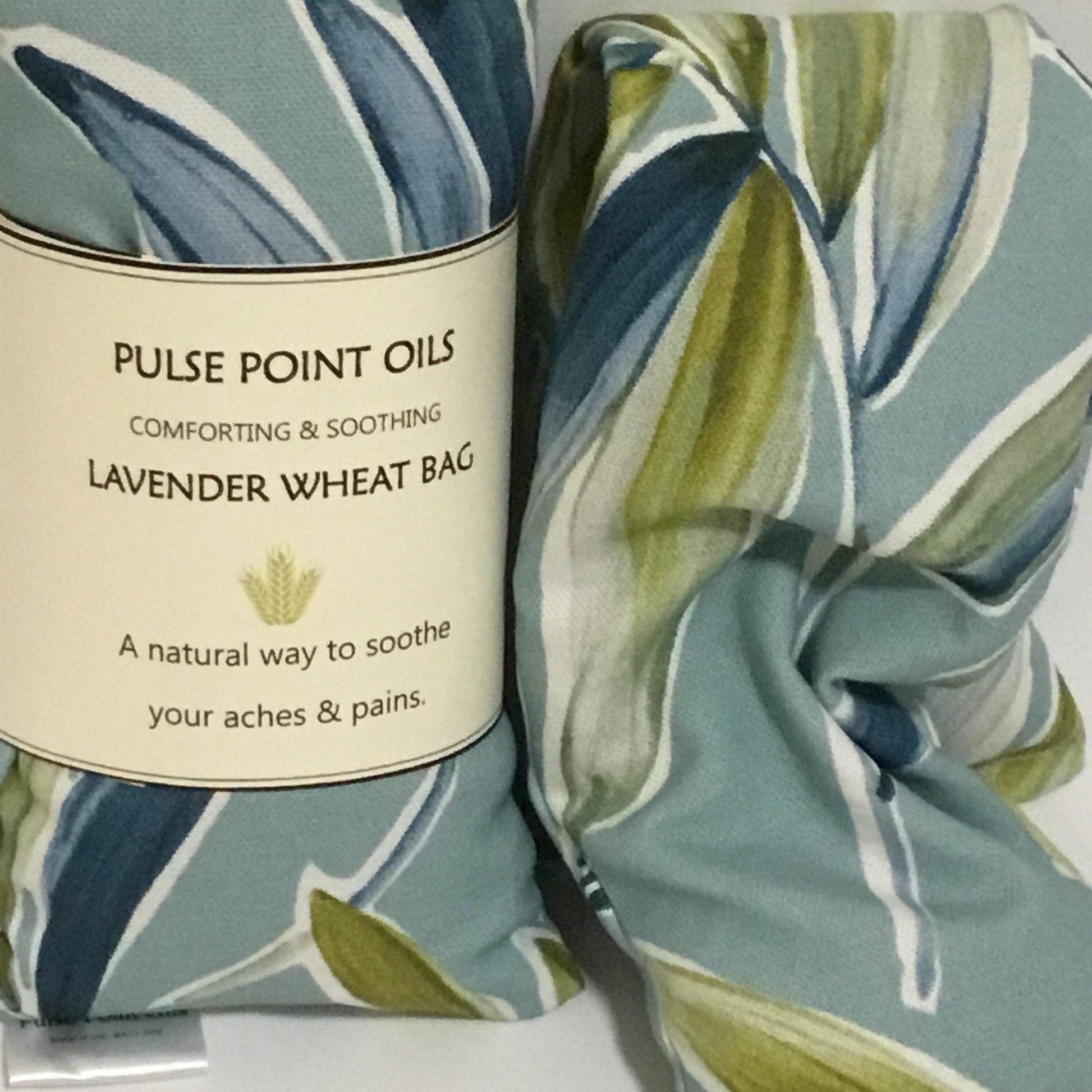 Microwave lavender scented wheat bag. Ventura palm print.