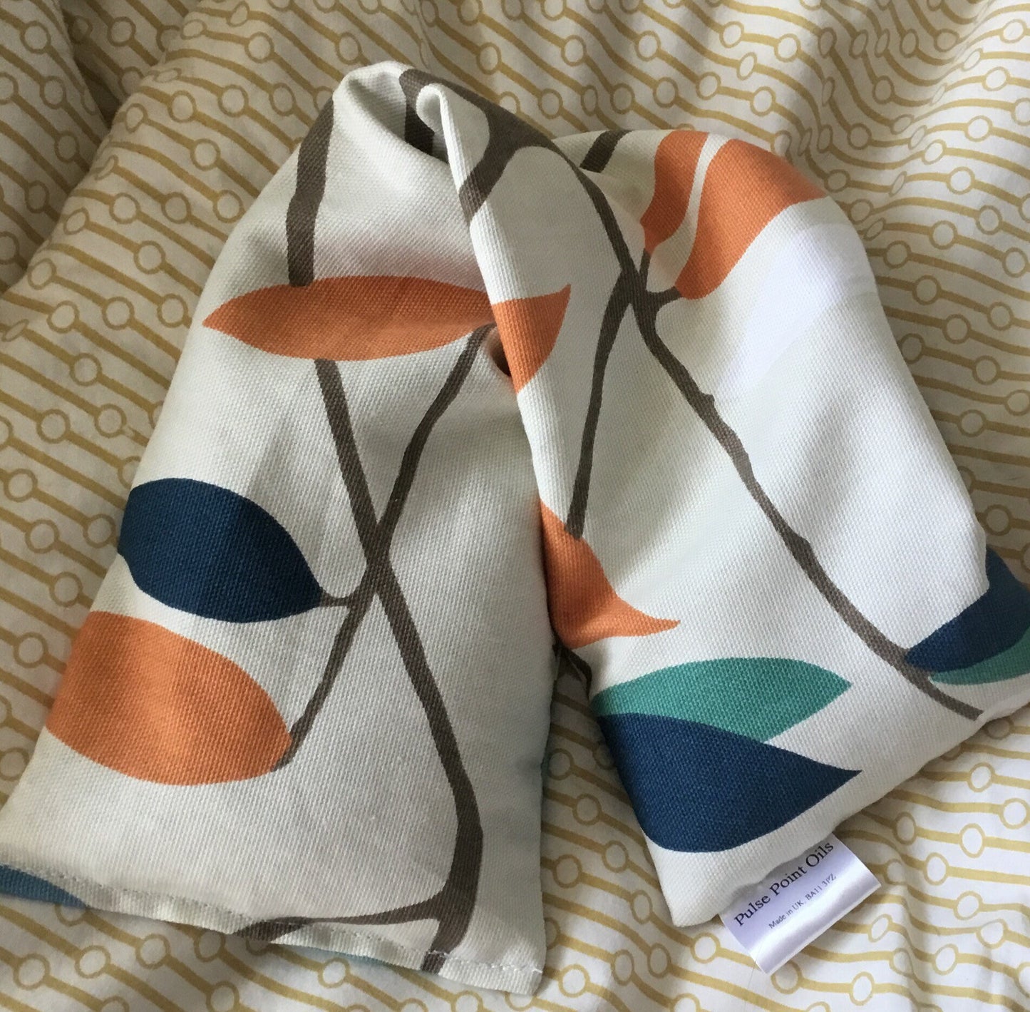 Lavender scented heating pad, Autumn leaves printed body warmer, winter warmer wheat bag.