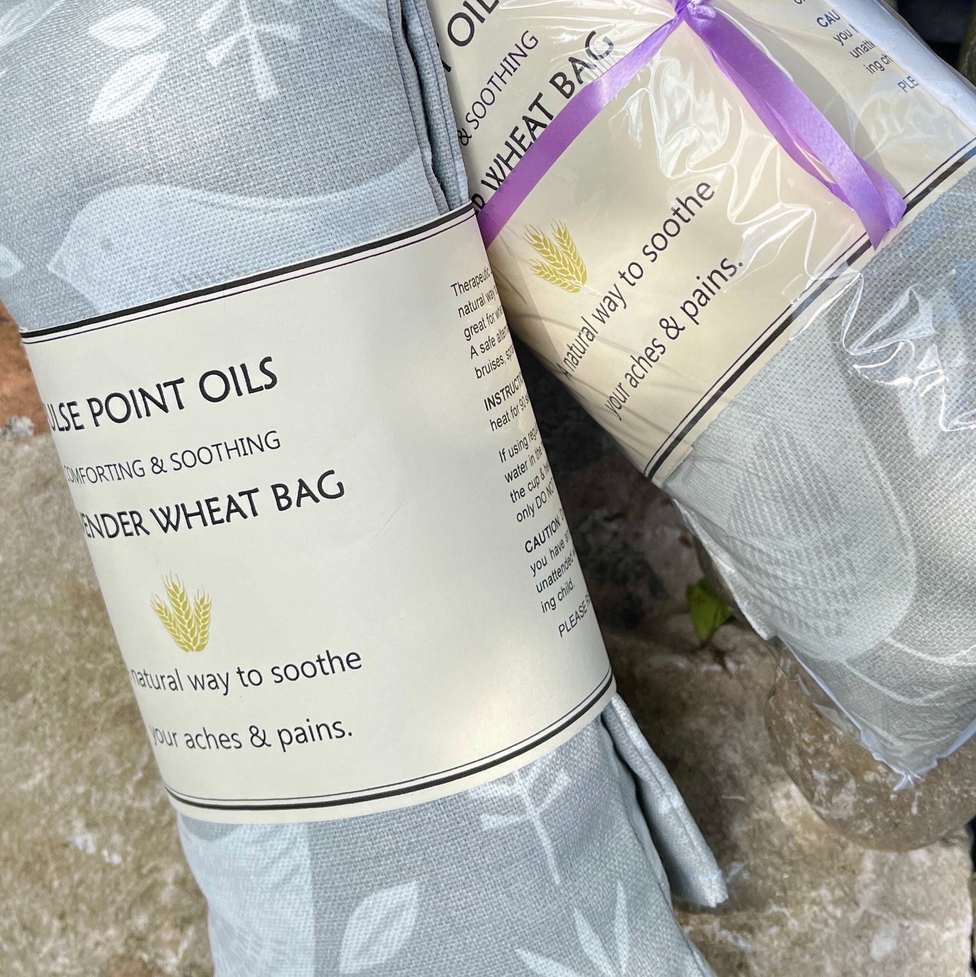 Two lavender wheat bags for natural pain relief and restful sleep heating pads