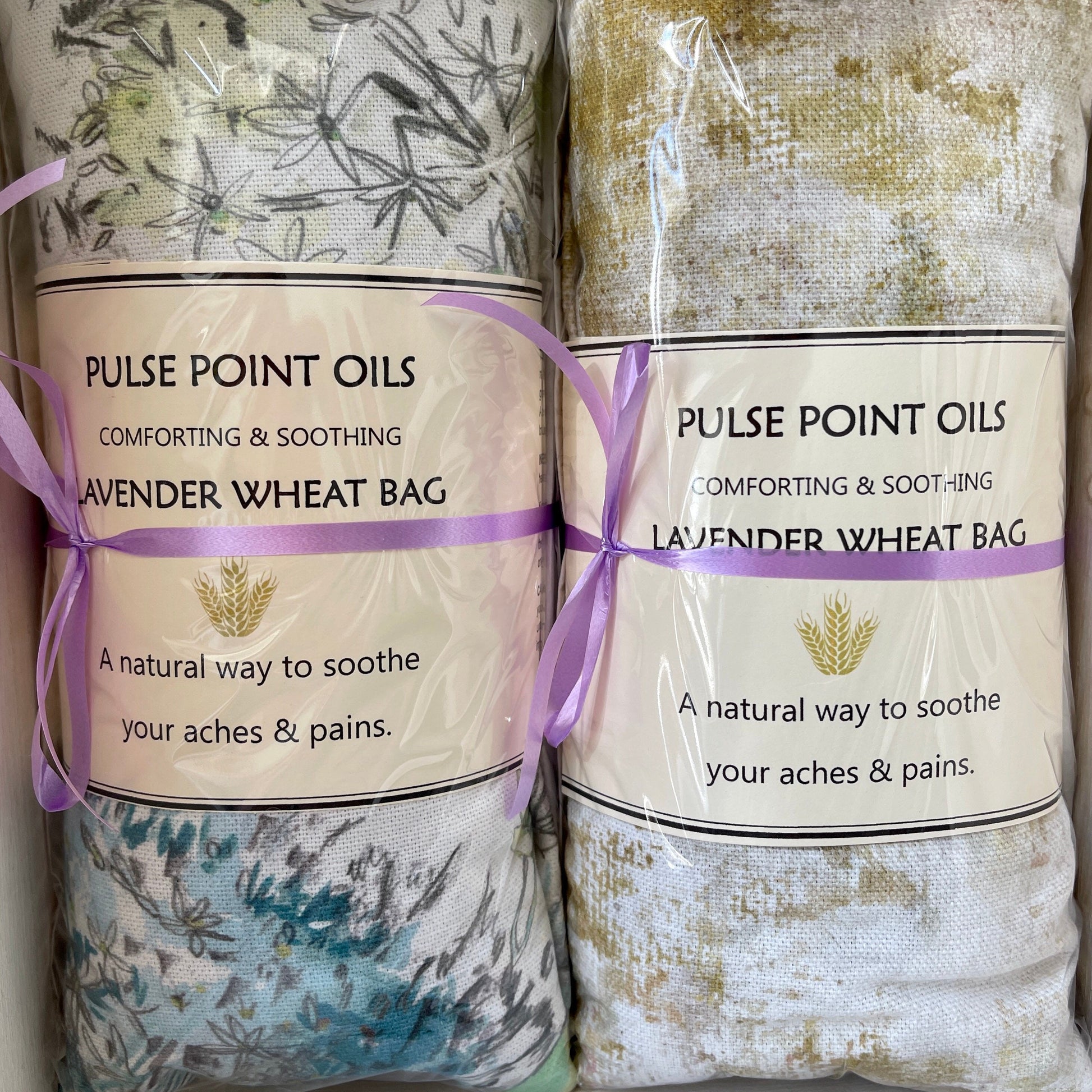 floral alliums and hydrangea printed wheat bags a scented heat pad neck wrap and our new ochre silver birch tree cotton printed wheat bag new in store