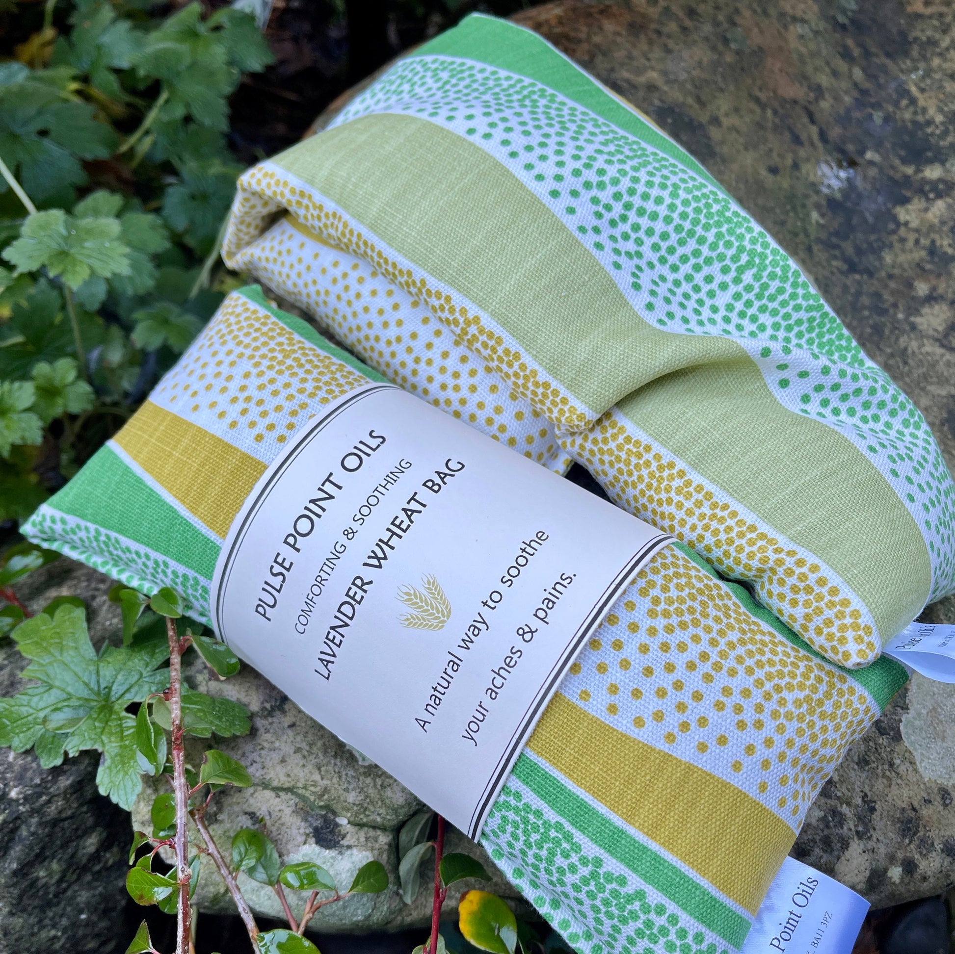 Mens Long wheat bag, zesty lime wave, for eco friendly wellbeing and wellness. Get well gift