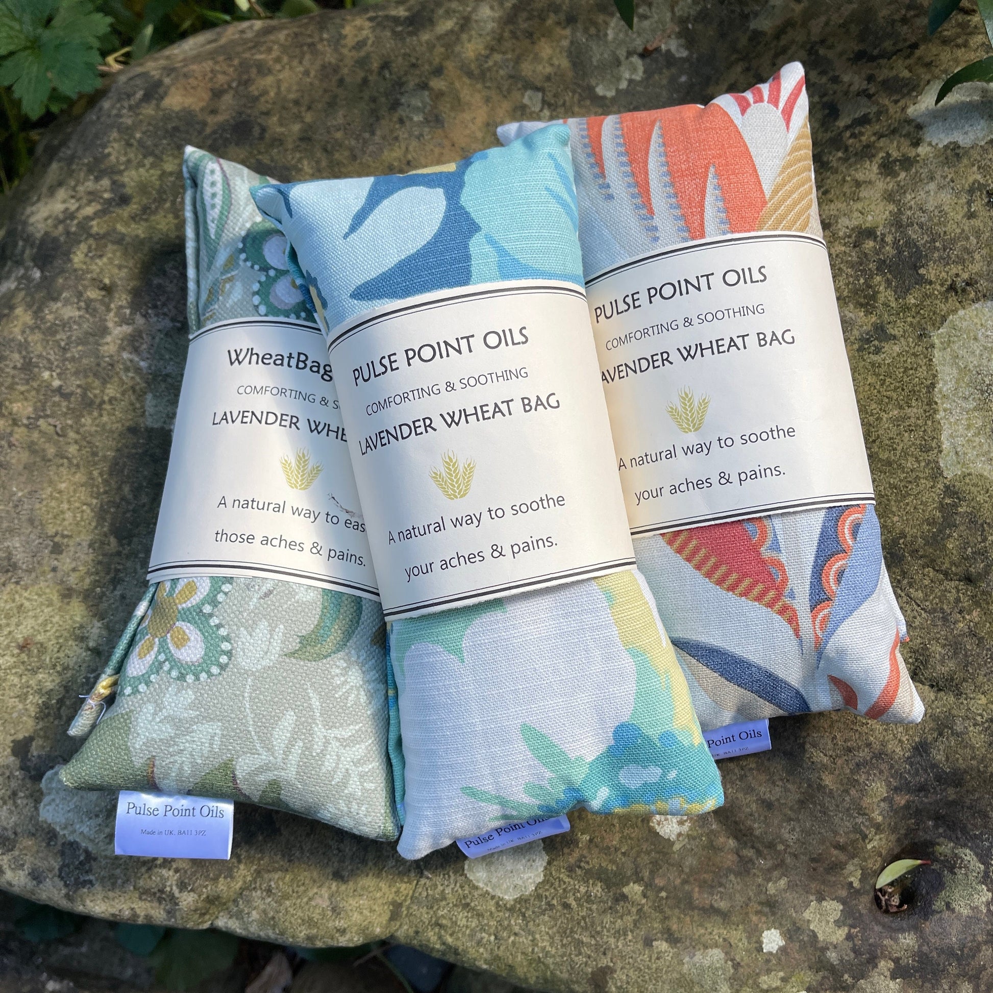 Three floral wheat bags, warming, comforting gifts of wellness Han crafted by WheatBagHeaven 
