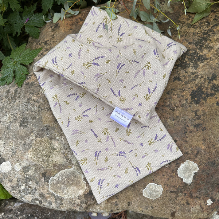 Outside Wheat bag of lavender scented eye pillows