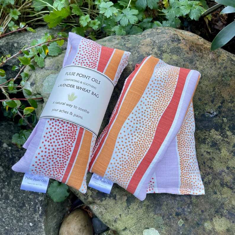 Orange and pink printed long wheat bags lavender scented 